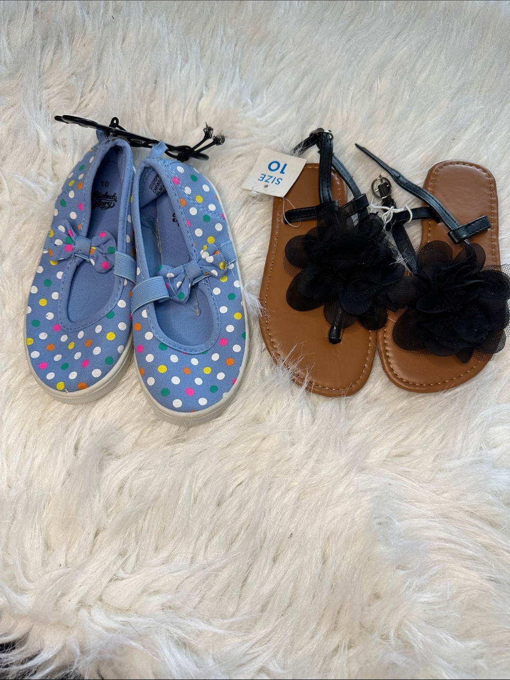 Kids Polka Dot Canvas Mary Janes - Blue Multi size 10